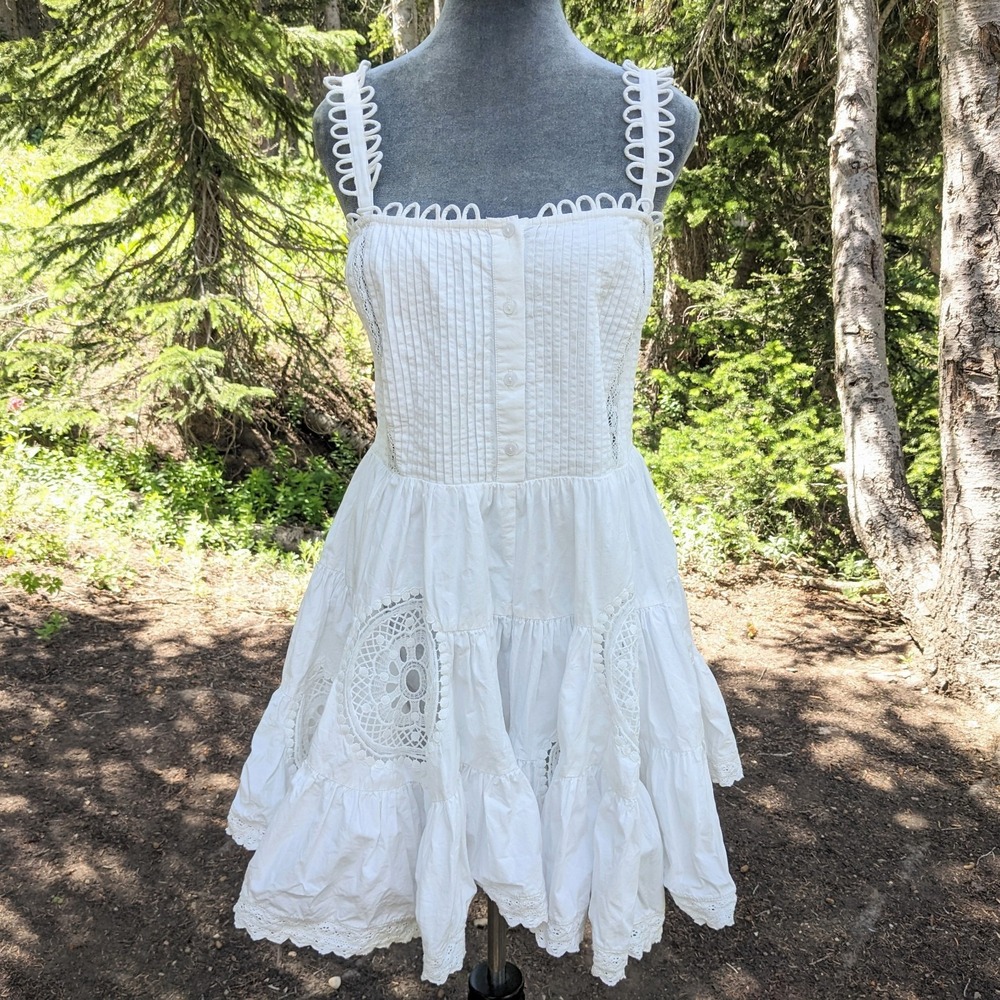 Forever That Girl Adrianna Lace Romper L White Wide Bloomer Shorts Boho Smocked - Picture 2 of 16